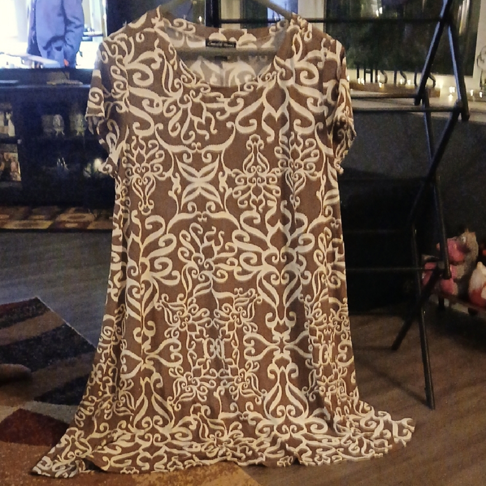 Brown and White Patterned Women's Dress